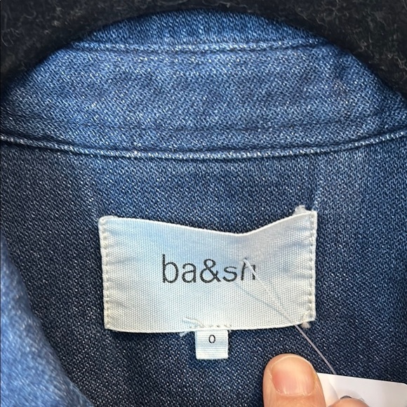 Ba&sh Honey Puff Short Sleeve Blue Denim Top - Picture 6 of 10